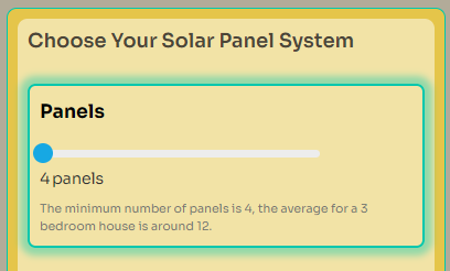 Solar Panel Calculator: Number of panels.