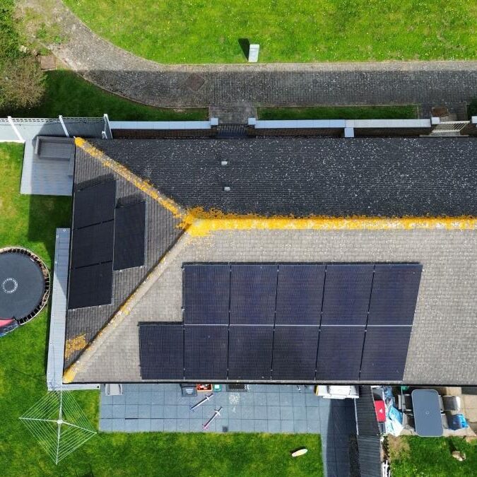 Drone image of home solar panels from above