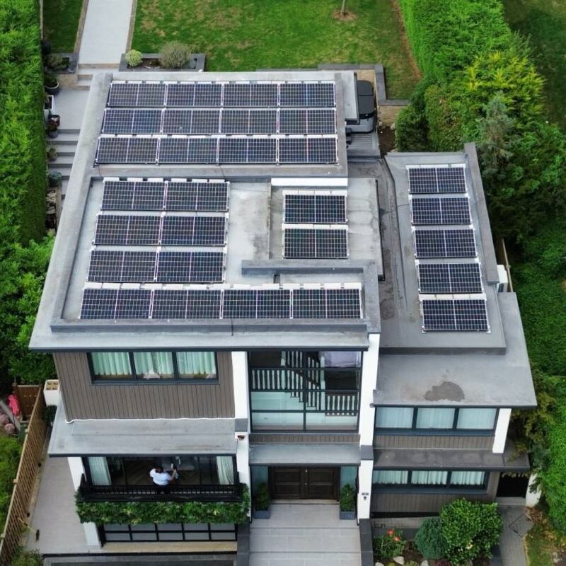 Flat roof residential solar panel installation