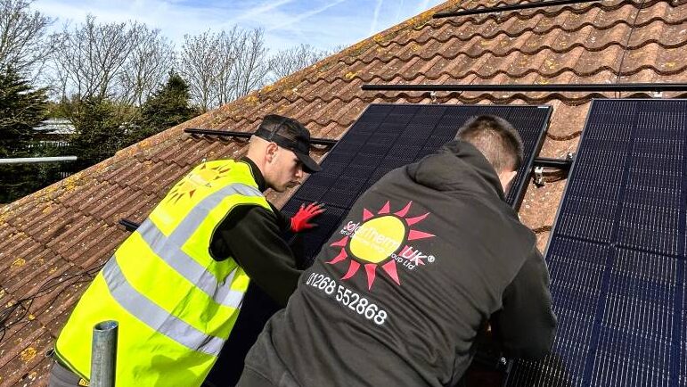 Home solar panel installation in progress.