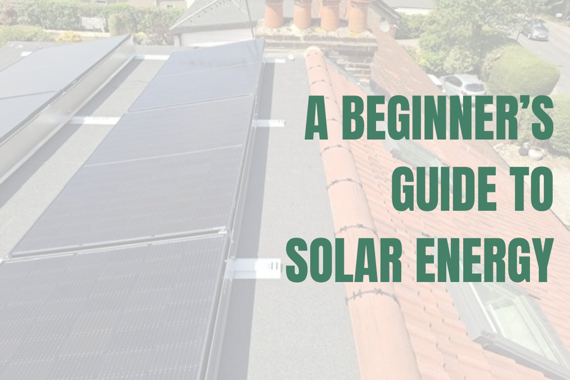 A solar installation on a flat roof with blog title