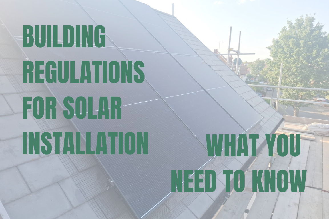 Solar PV installation on a slate roof with blog title