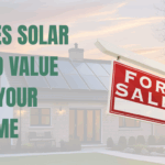 Home with solar panels installed and a for sale sign with blog title