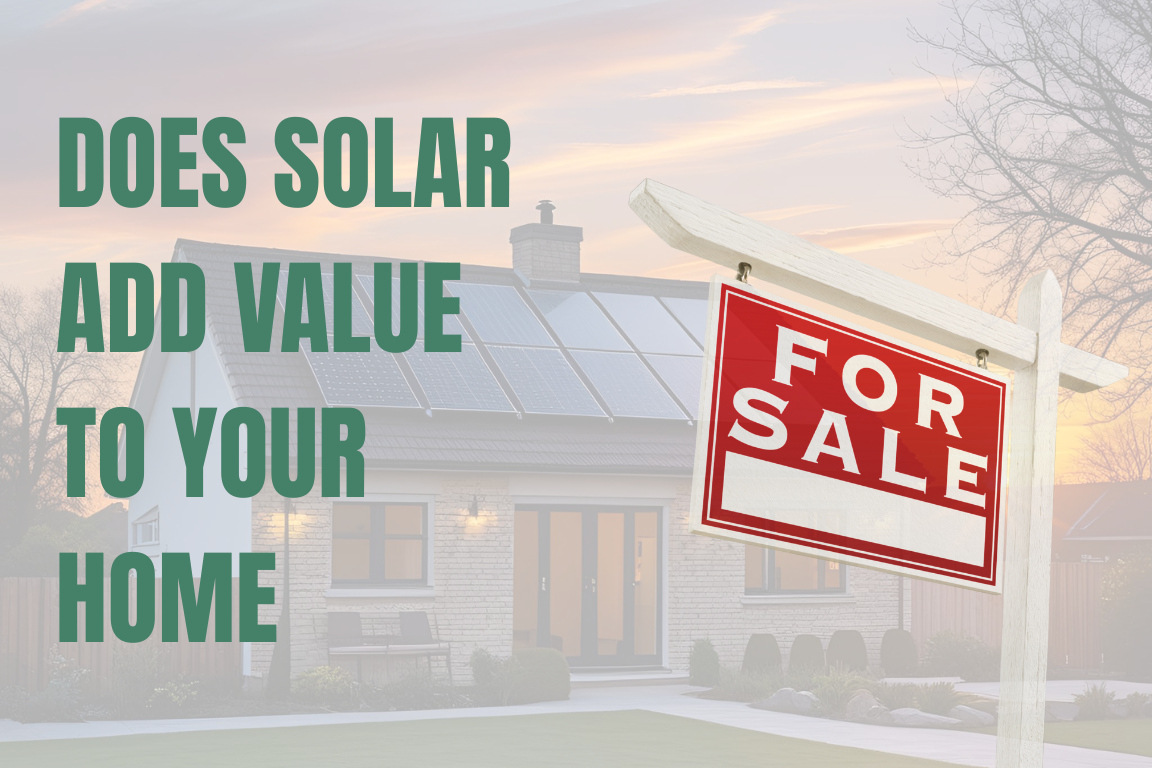 Home with solar panels installed and a for sale sign with blog title