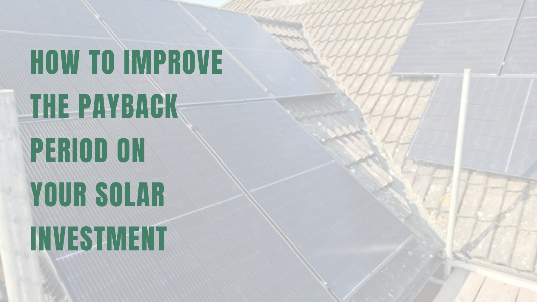 Solar panels installed on a roof with blog title