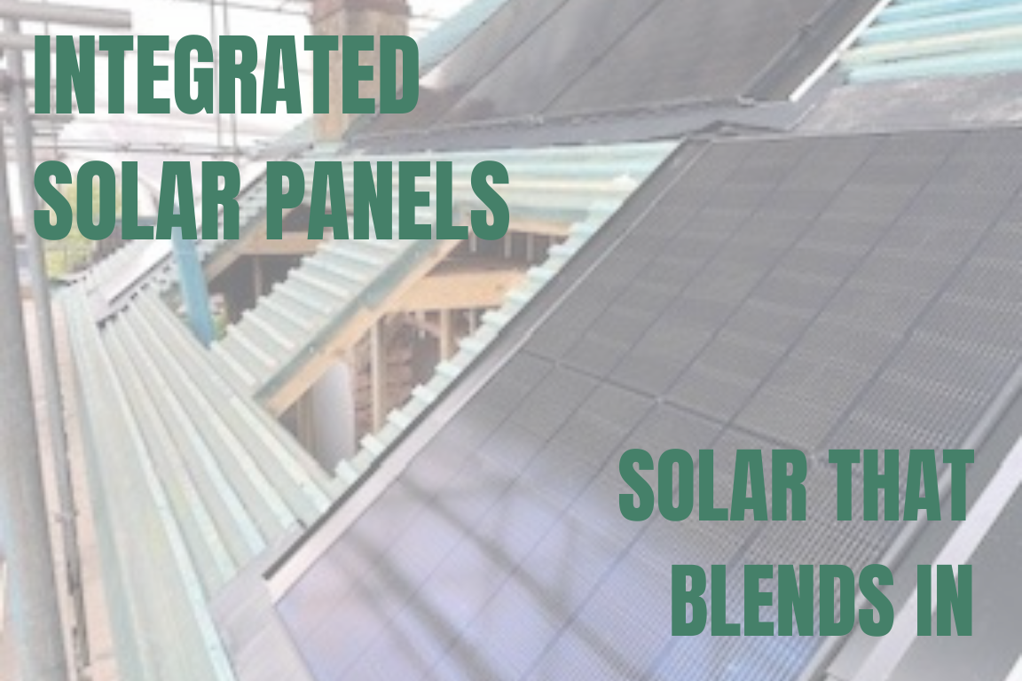 Picture of integrated solar panels being installed with blog title