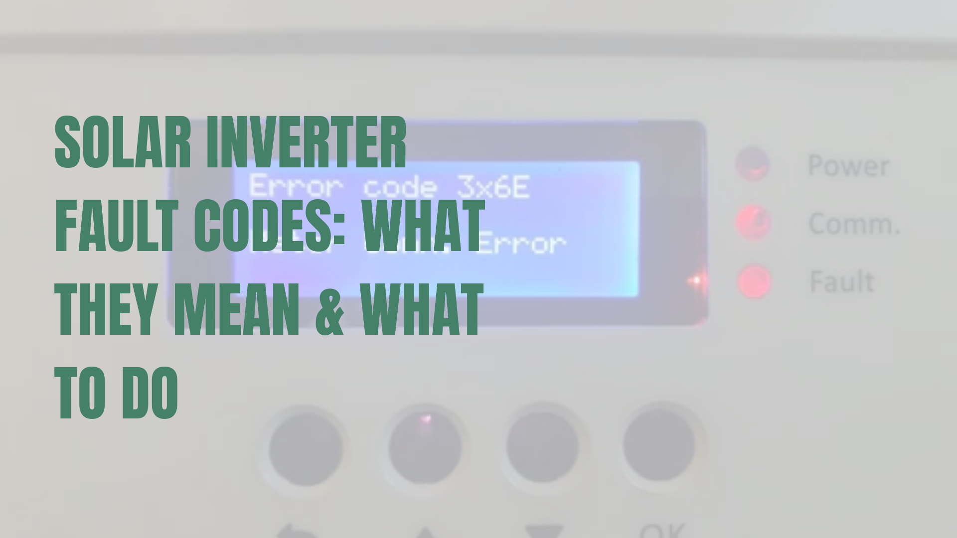 Inverter showing a fault code