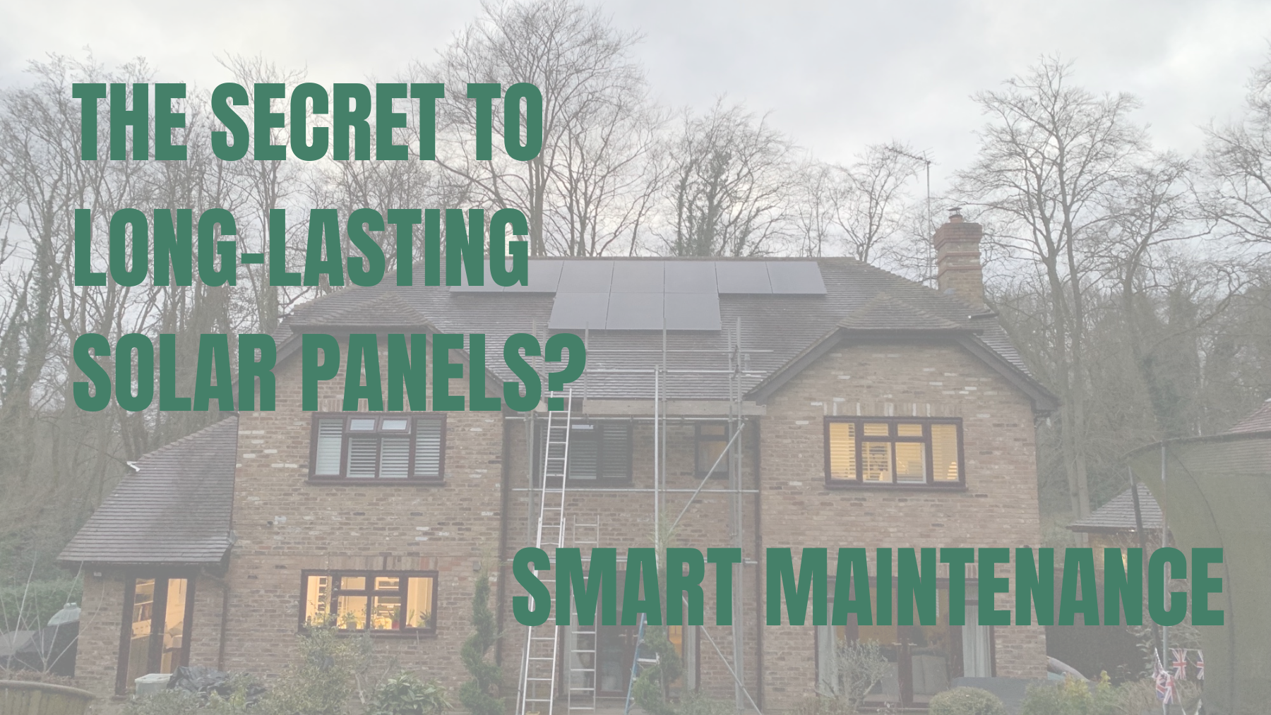 home with scaffold and solar panels