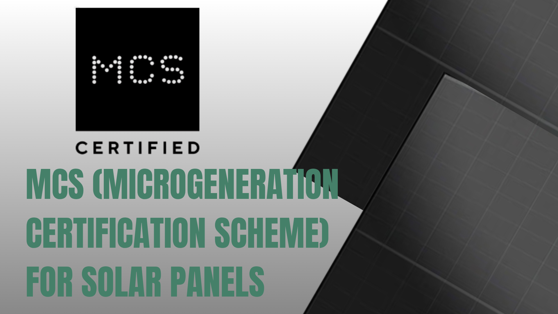 Stock image of solar panels and the MCS logo