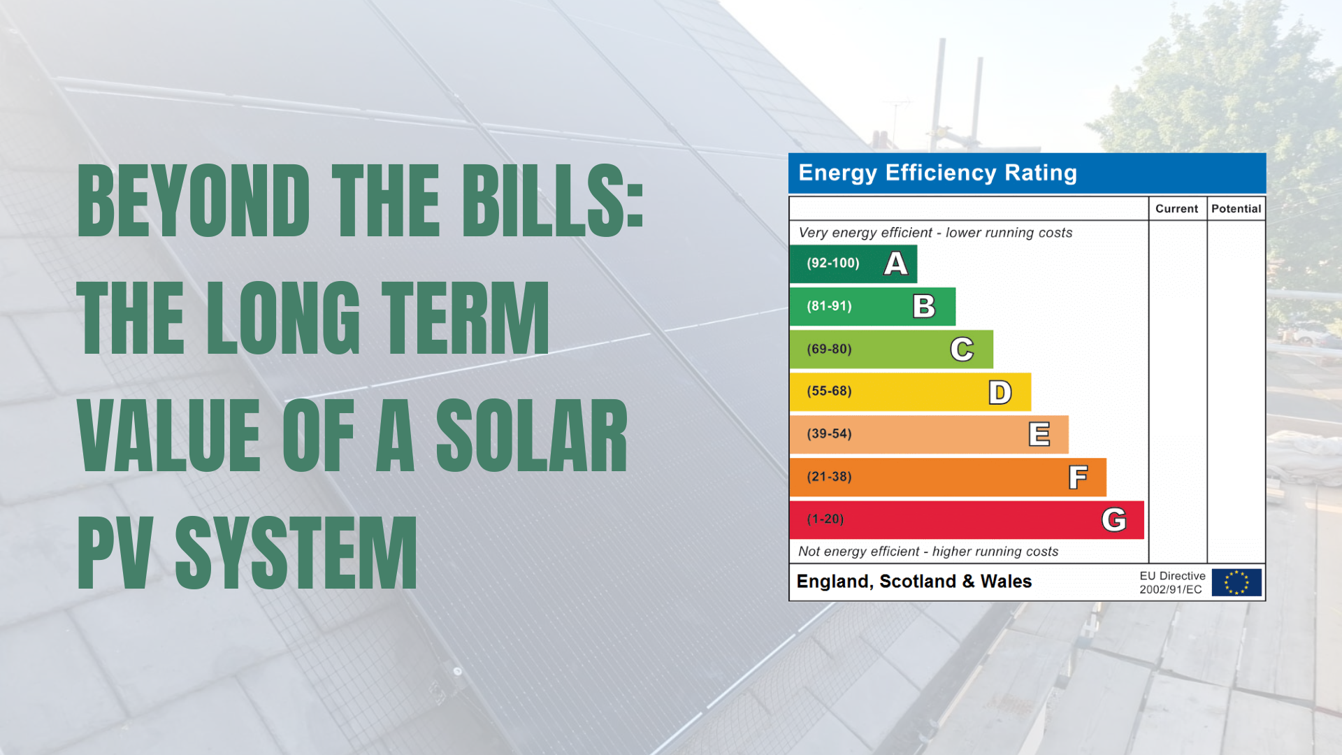 Solar panels on roof and EPC rating chart