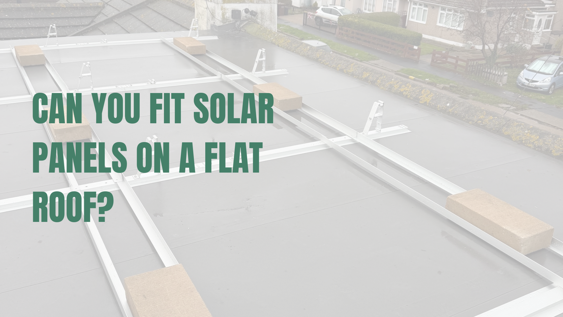 Ballast weighted frames installed for a flat roof solar installation