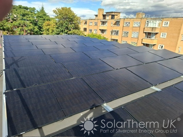 Solar installation on Newington Green Primary School flat roof