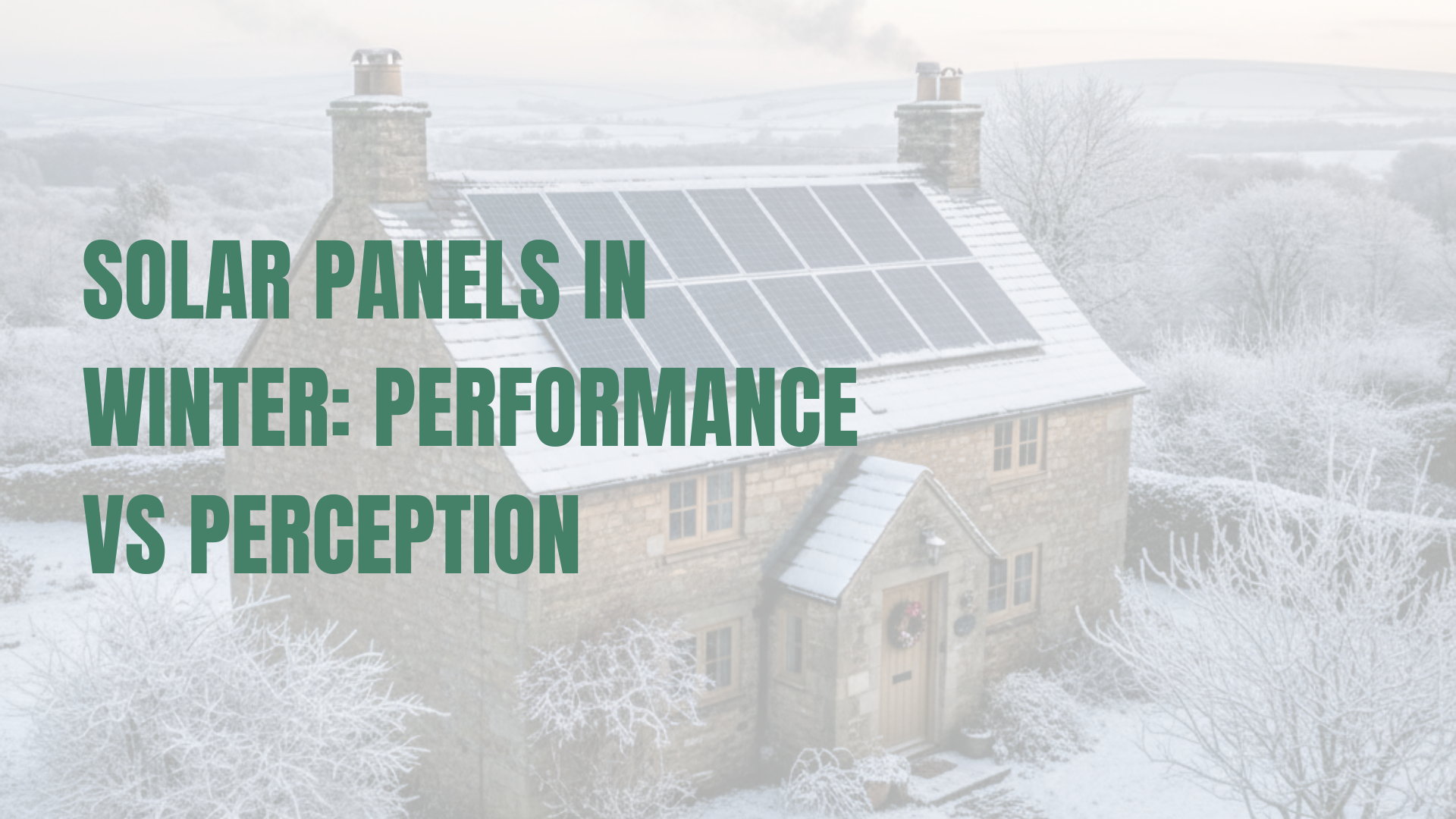 Solar panels installed on a pitched roof, covered in snow