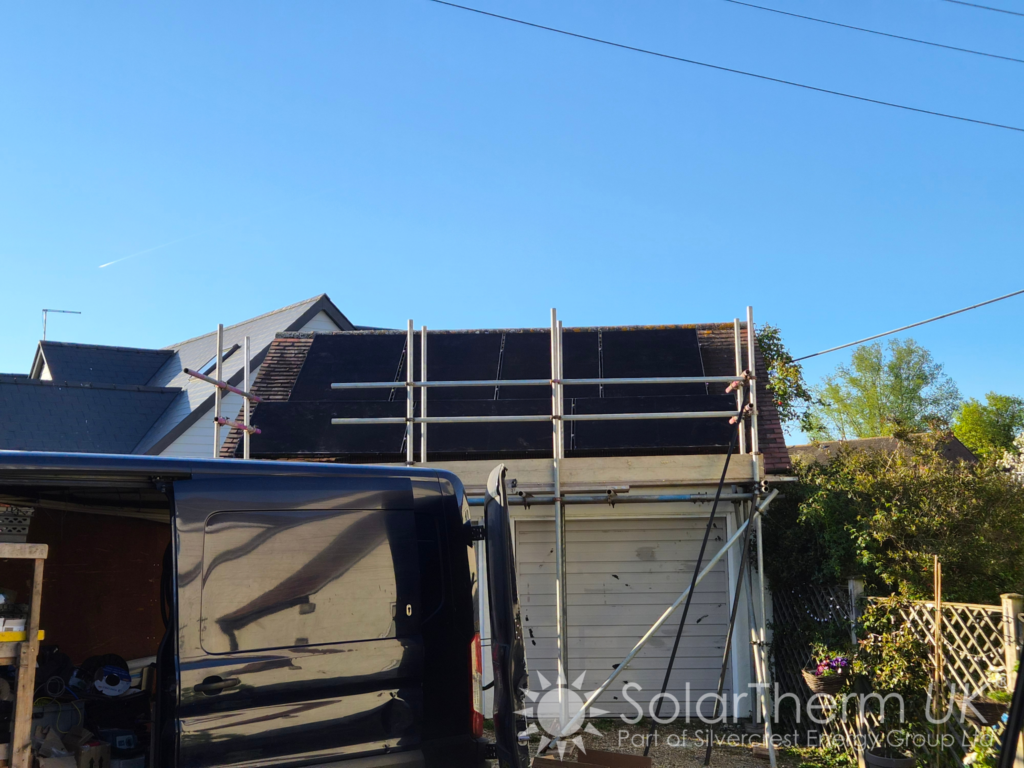 Solar panels installed on a pitched roof in Essex