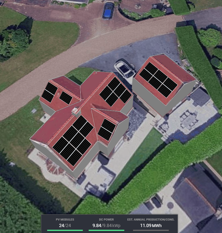Solar design on a multi section roof
