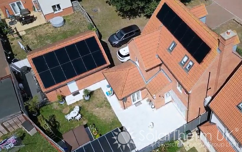 Solar installation on a pitched roof in Basildon, Essex