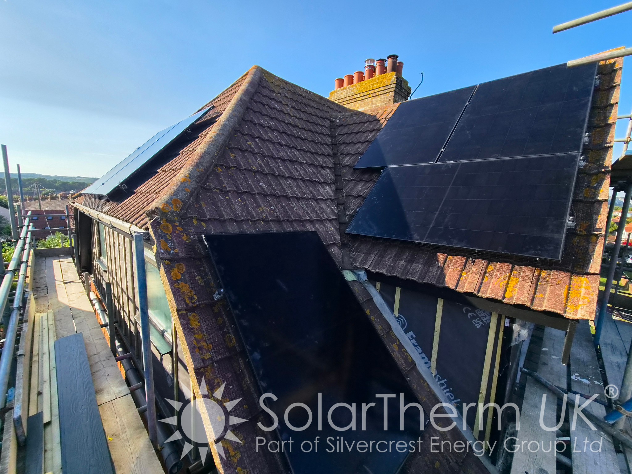 Solar installation on a complex roof in Folkestone, Kent