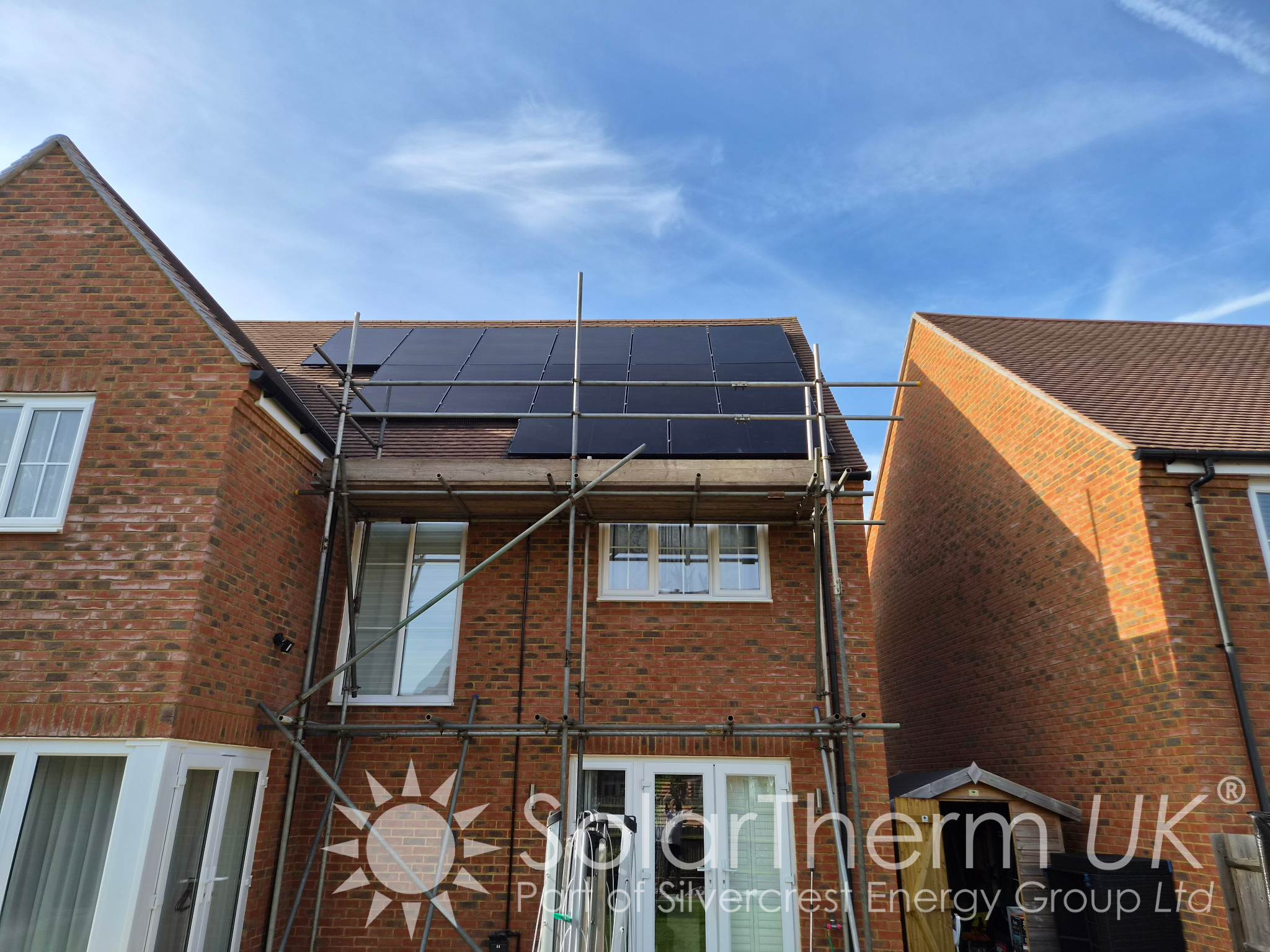 Solar installation on a pitched roof in Kings Hill, Kent